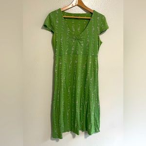 Toad&Co Rosemarie Dress Pattern Cap Sleeve Ruched V-Neck Green Size Small